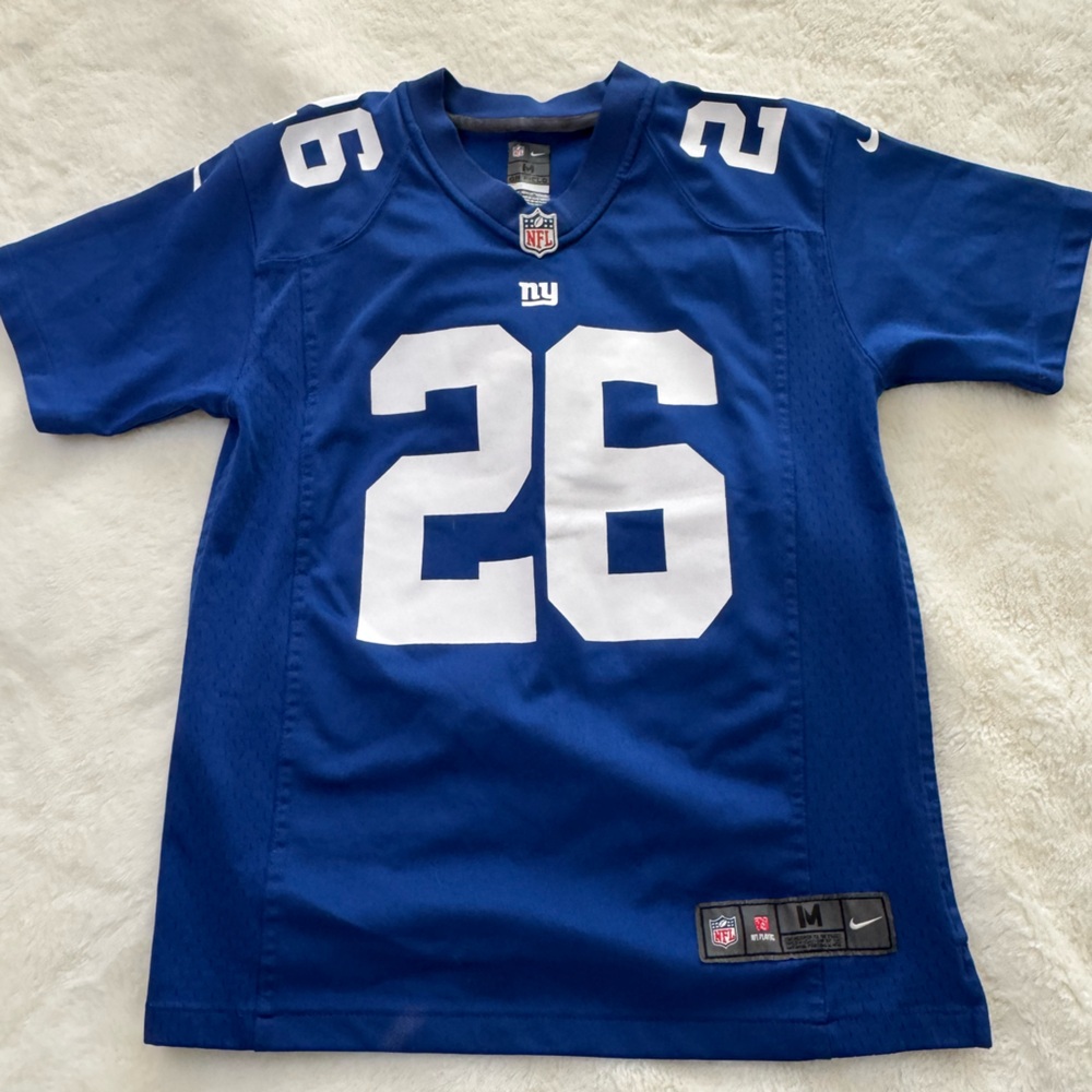 New York Giants Nike #26 Barkley Blue Jersey Youth Medium